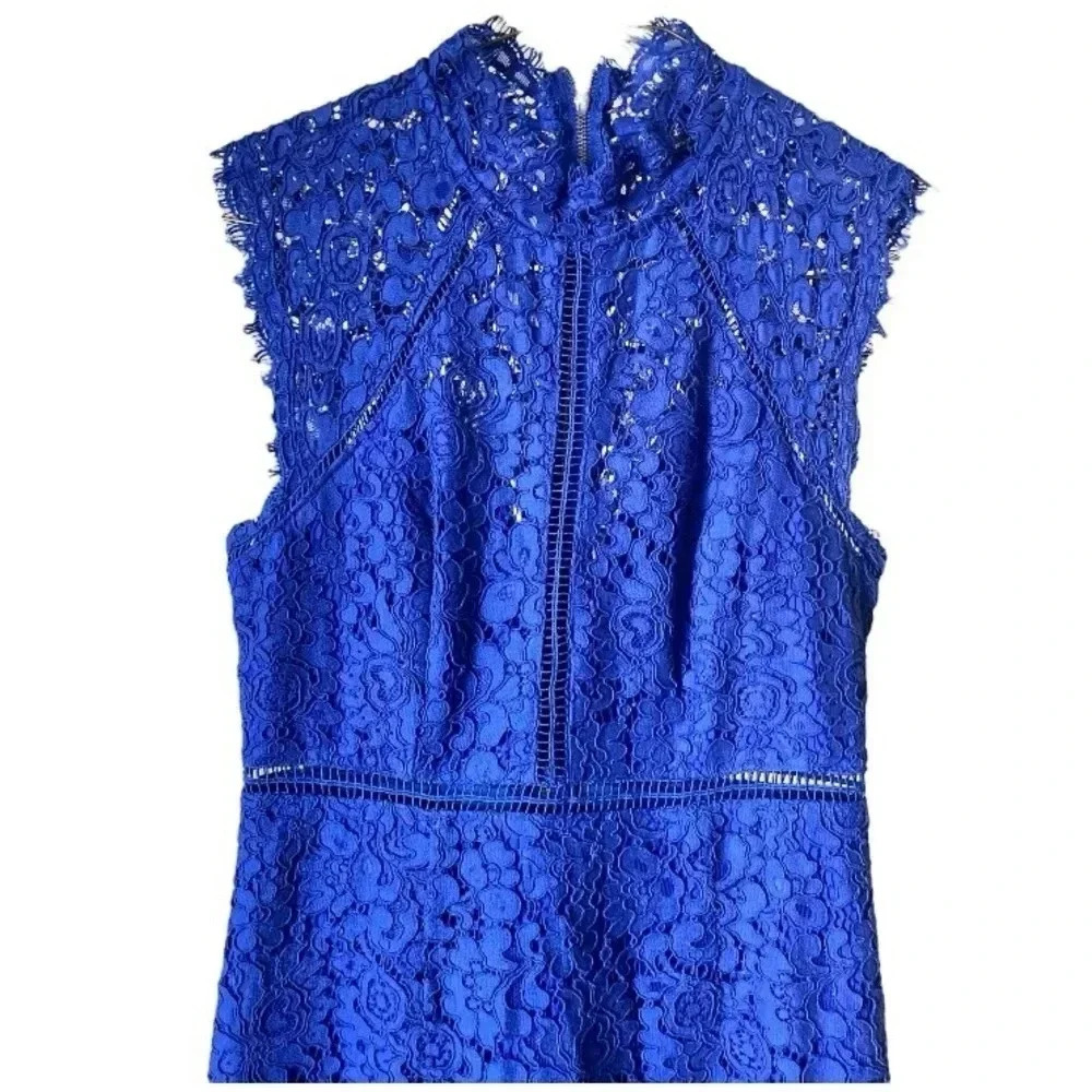 BARDOT | Blue Lace Illusion Sheath Bodycon Dress in Combalt Size XS - Picture 5 of 9